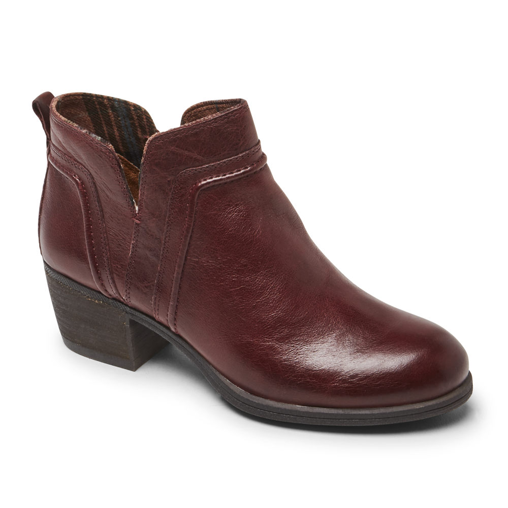 Rockport Singapore Womens Booties - Cobb Hill Anisa V-Cut Burgundy - GD4017928